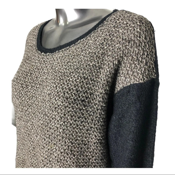 🛍️3/$40 Zara  Black Grey Metallic Mixed Long Sleeve Sweater Size Small - Picture 2 of 5